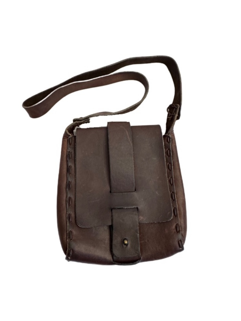 Vtg 70s Bort Carleton Brown Leather Flap Closure Shoulder Crossbody Bag Purse
